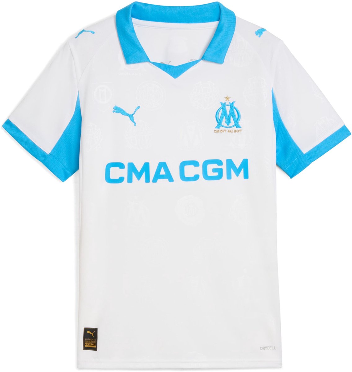 Puma Olympique Marseille 25/26 Replica Thuis Korte Mouw T-shirt Junior Wit 13-14 Years