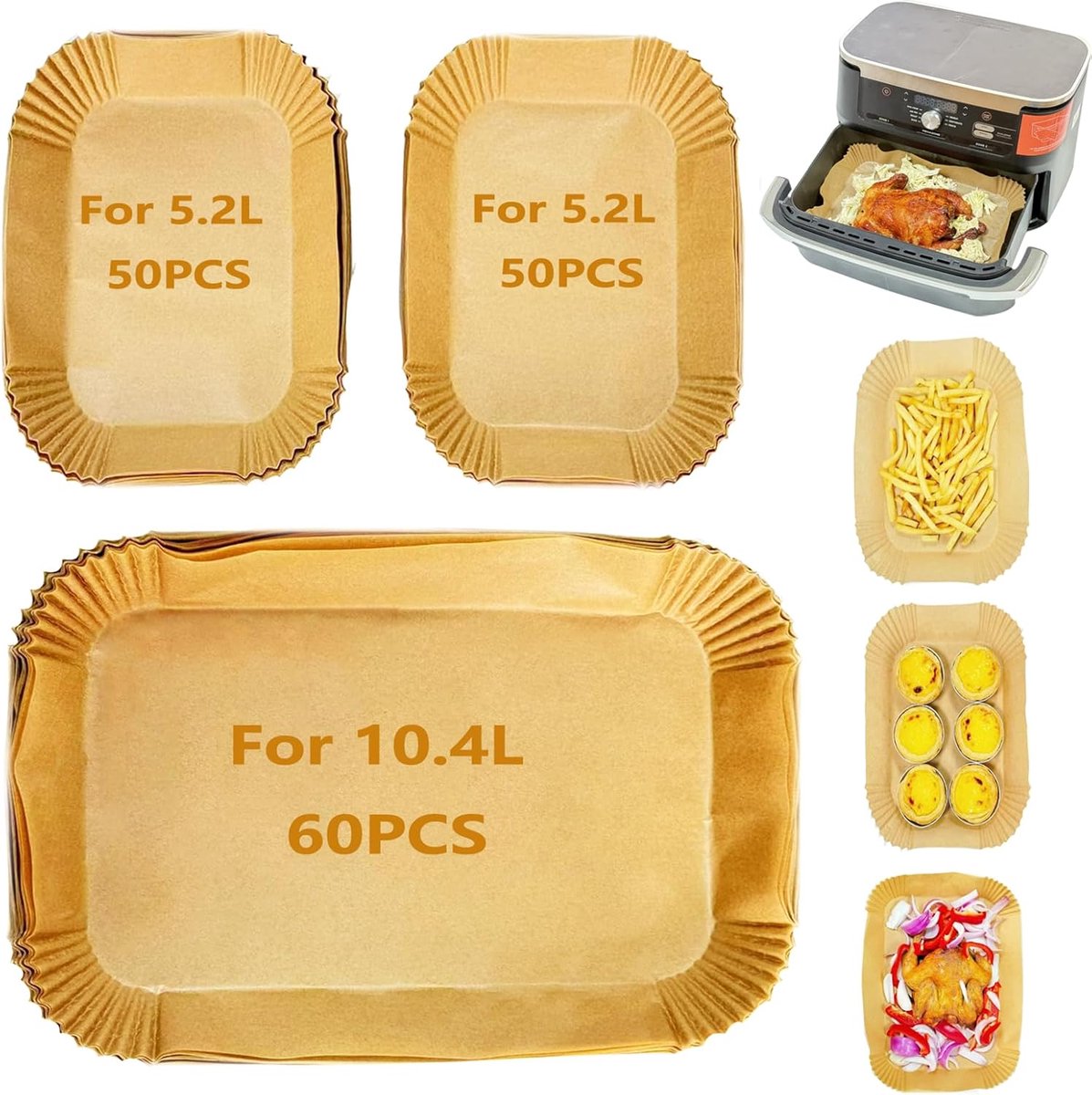 Imperatoris - bakpapier airfryer - 160 stuks - bakpapier - Airfryer Accesoires - bakpapier airfryer vierkant - 31 x 15.5 cm - 5.2 L tot 10.4 L - Bakpapiervellen - airfryer wegwerpbakjes - Hittebestendig en Vetvrij Airfryer Bakpapier