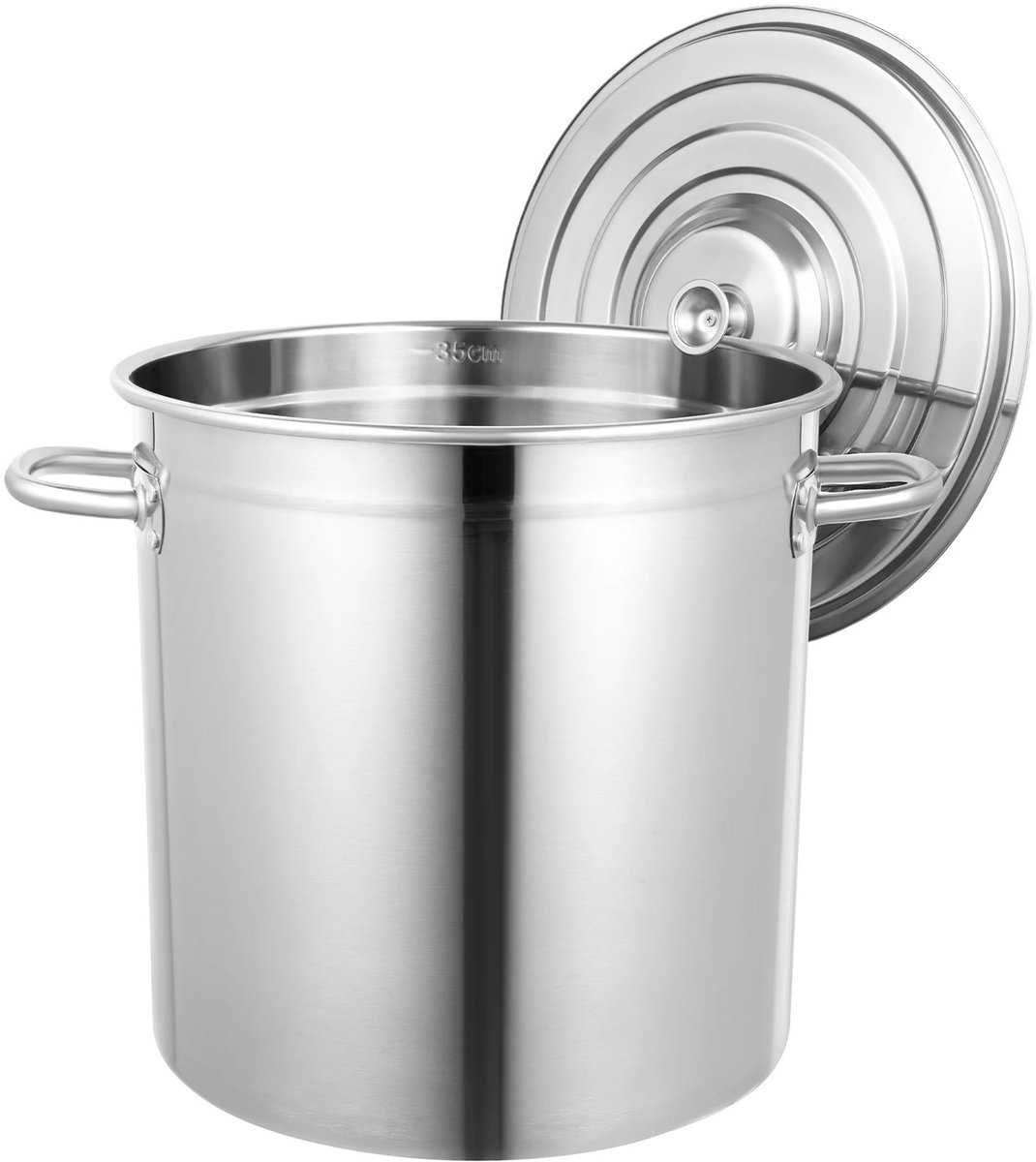 LabelOne Soeppan - Soep Pan - 35L - RVS - met twee handvaten - incl. deksel met antislipgroeven - voor gas, inductie, elektrisch