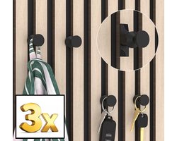 Telestore - 3 stuks - wandpaneel haak schroef kapstok - Ophangclips voor akoestisch wandpaneel - Akupanel - Akoestische panelen - Inwendig schroefdraad - 13 tot 15 mm ruimte tussen de latten