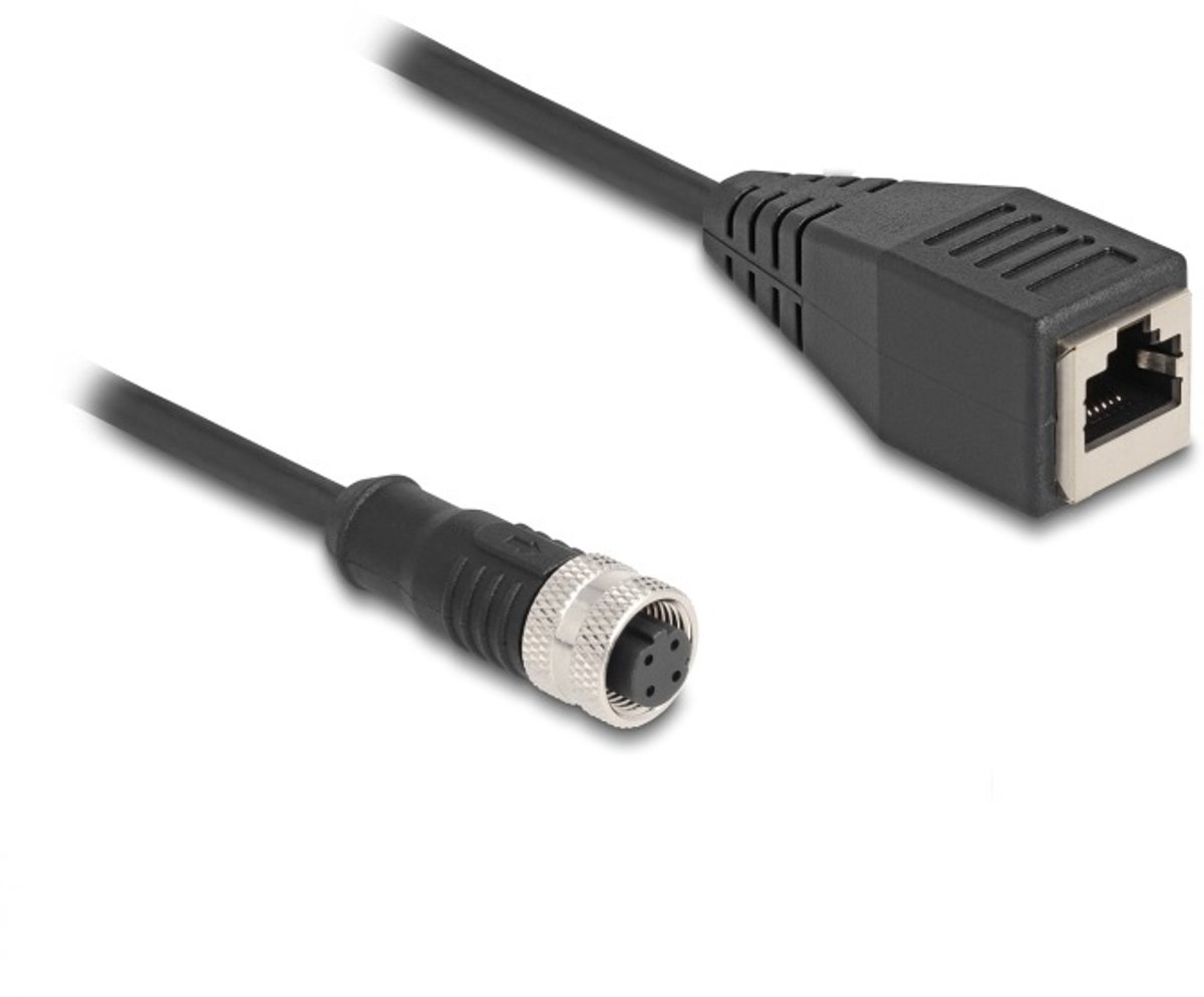M12 4-pins D-gecodeerd (v) - RJ45 (v) industriële netwerkkabel | CAT5e | PU | 0,50 meter