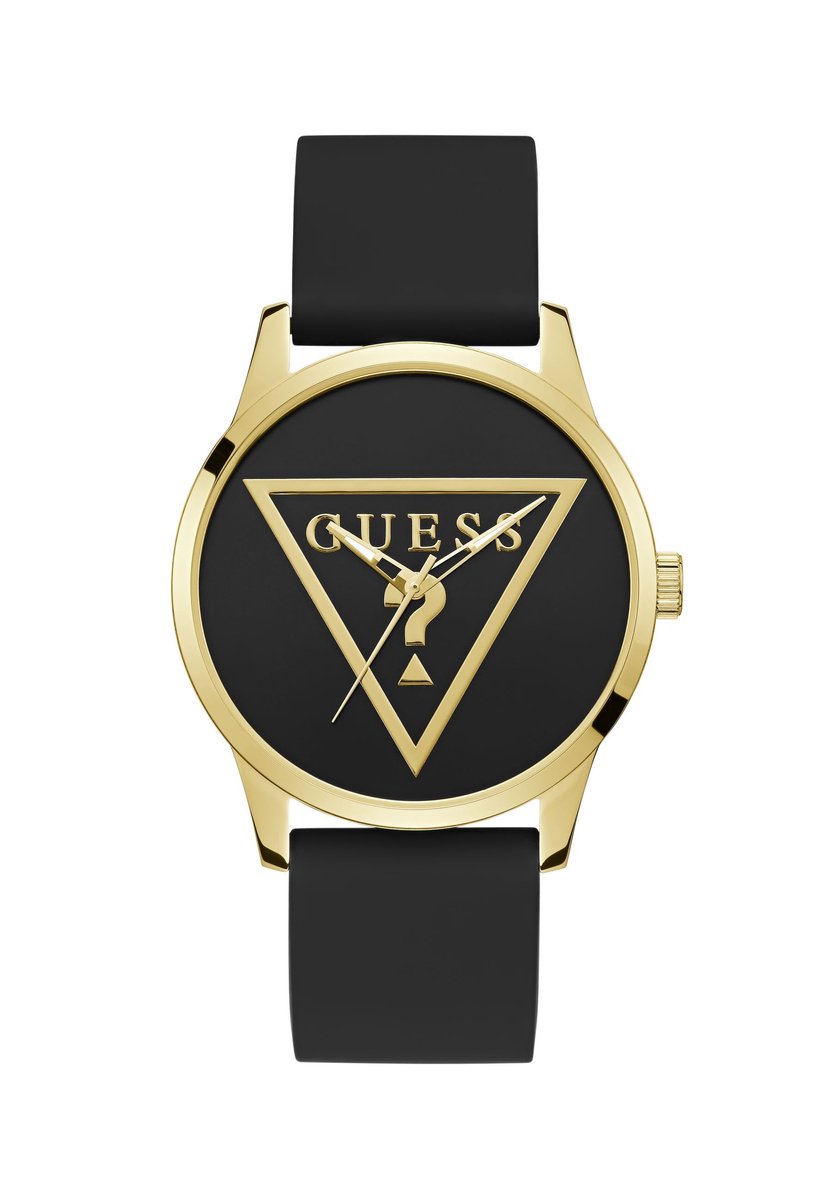Guess Tri Craze Quartz Analoog Horloge Zwart Behuizing: 100% Roestvrij Staal| Armband: Siliconen 43 mm U1409G2M