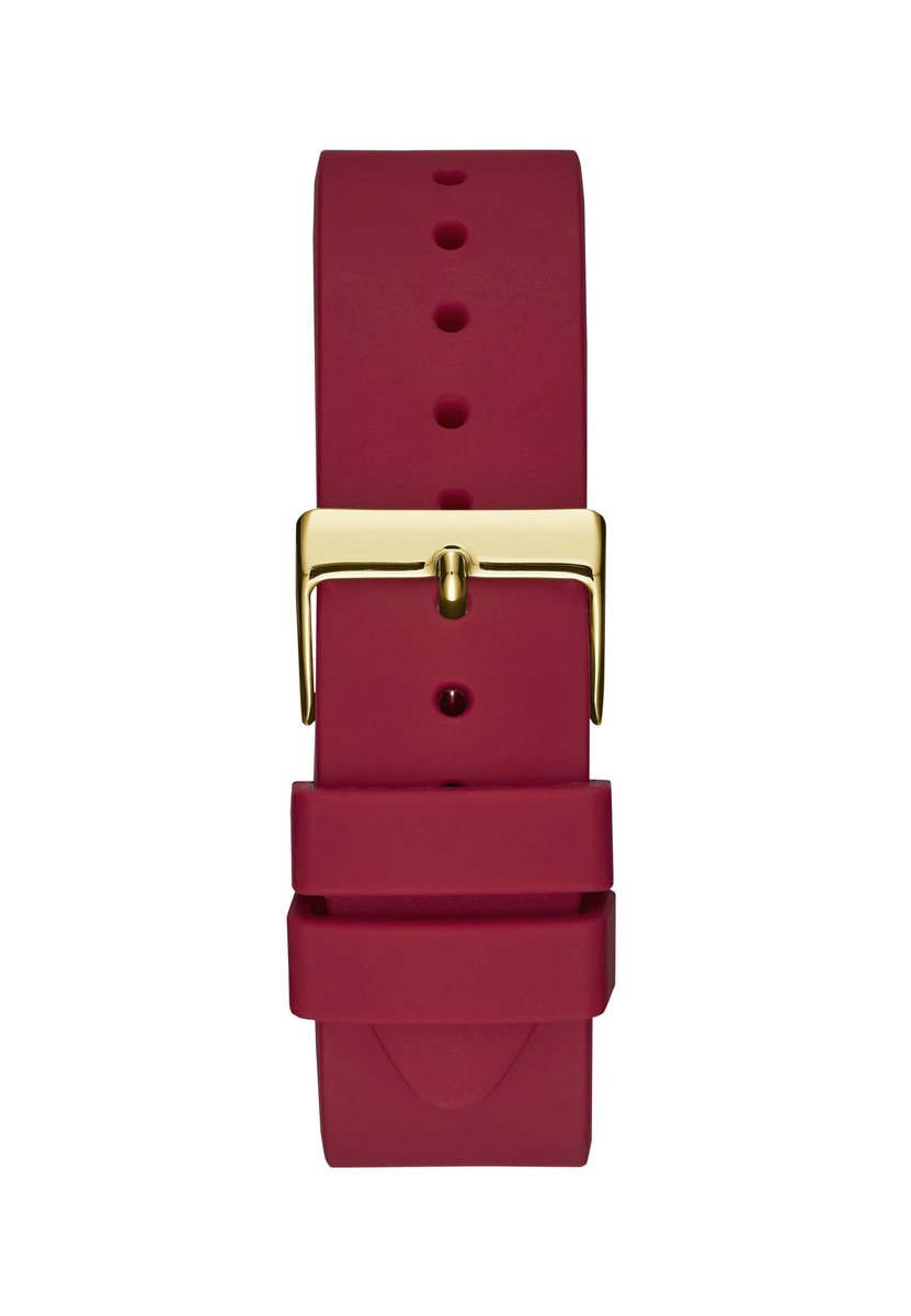 Guess Solar Quartz Analoog Horloge Rood Kast: 100 % Roestvrij Staal | Band: 100 % Siliconen 40 mm U1135L6M