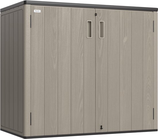 LifeGoods Tuinkast Horizontaal - 860L - Opbergkast - Waterdicht & UV-bestendig - Tuinbox - Taupe