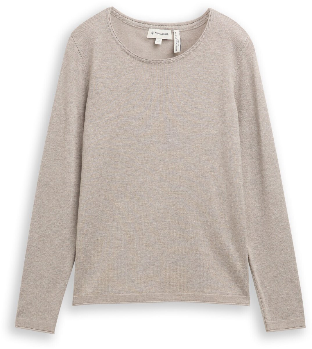 Tom Tailor - Basic gebreide trui met ronde hals - Maat XL - dark clouds grey melange