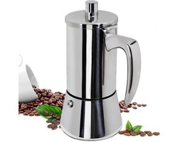 300ml 6-Kops Verdikte Moka Pot van 304 Roestvrijstaal - Italiaanse Espressomachine, Geschikt voor Inductiefornuizen, Draagbaar & Eenvoudig in Gebruik