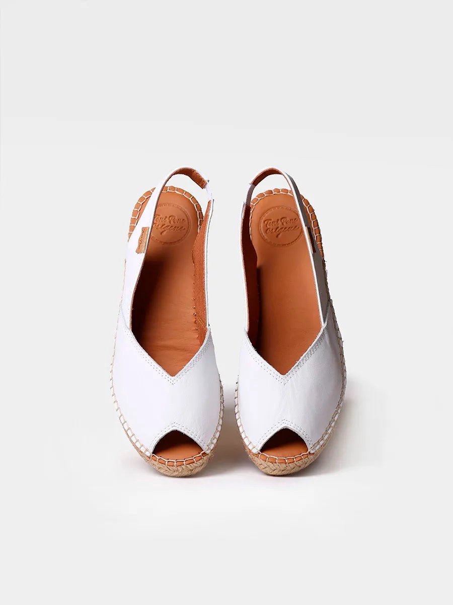 Dames leren espadrille met open neus en sleehak | BERNIA-P