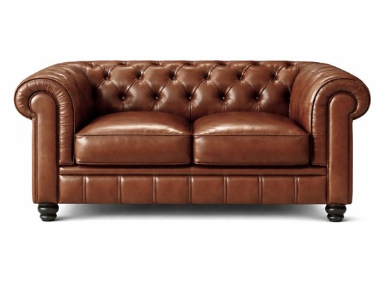 Canapé Chesterfield - 2 Places - Cannelle Brun - Cuir - Sofa