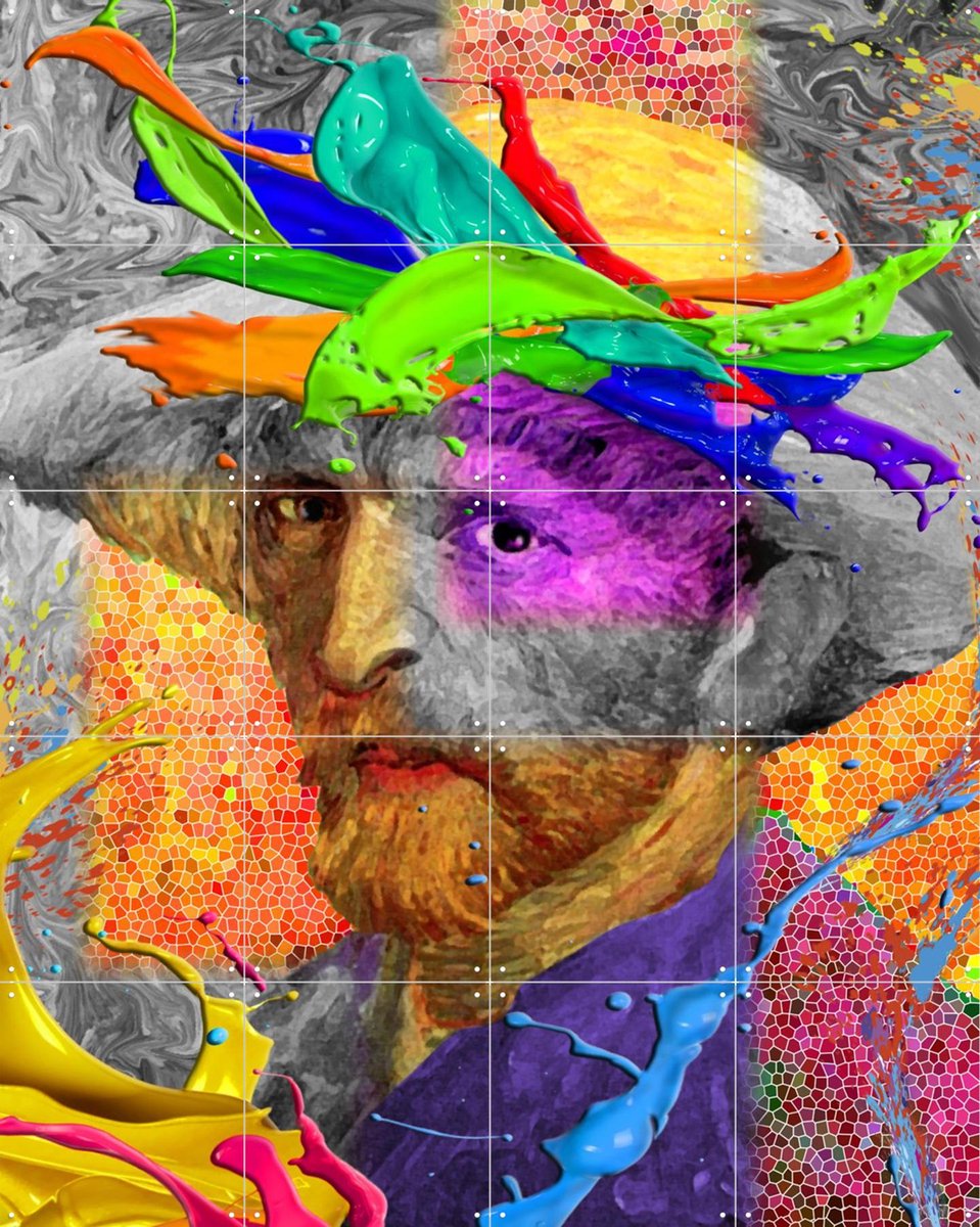 IXXI Colors Changing Hue, Alejandro B. Canoy & Van Gogh 21st Century - 80 x 100 cm - Gratis ophangtool - Grote wanddecoratie en posters - Pop art