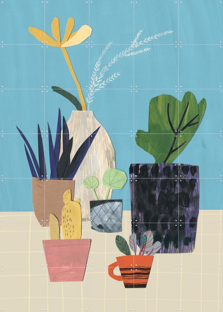IXXI Plants, Signorinah - 100 x 140 cm - Gratis ophangtool - Grote wanddecoratie en posters - Gemengde Technieken, Speels, Kleurrijk, Illustraties