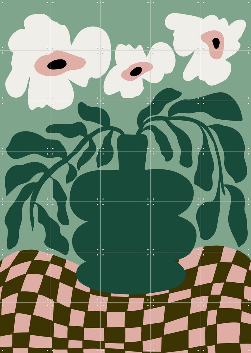 IXXI Bold Blossom Pottery, Miho Art Studio & Various - 100 x 140 cm - Gratis ophangtool - Grote wanddecoratie en posters - Abstract, Grafisch Ontwerp
