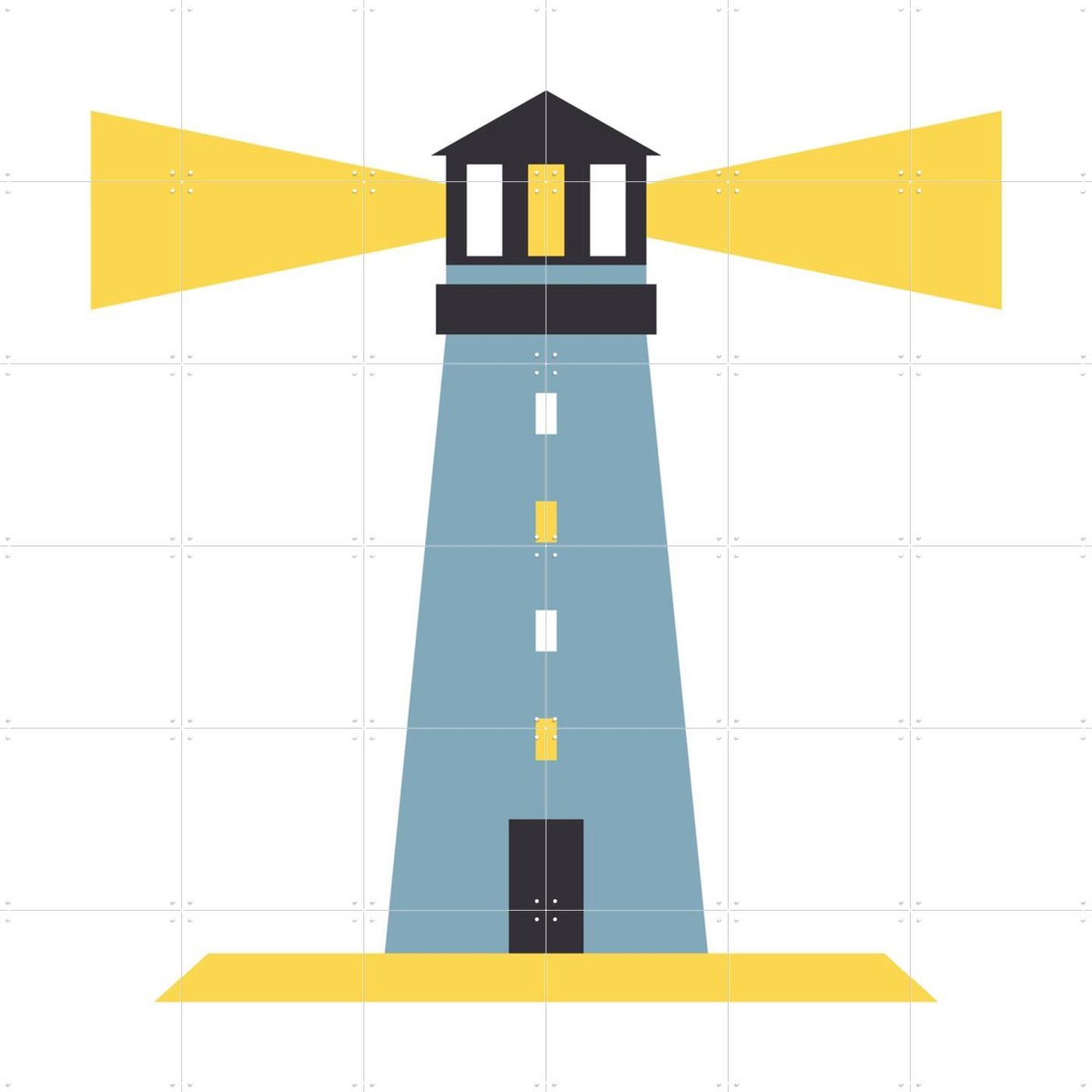 IXXI The Lighthouse - blue, Studio Kars + Boom - 120 x 120 cm - Gratis ophangtool - Grote wanddecoratie en posters - Grafisch Ontwerp, Geometrische