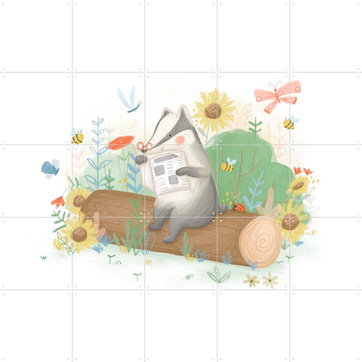 IXXI Reading Among The Flowers, Studio Phie - 100 x 100 cm - Gratis ophangtool - Grote wanddecoratie en posters - Speels, Fantasierijk, Kleurrijk