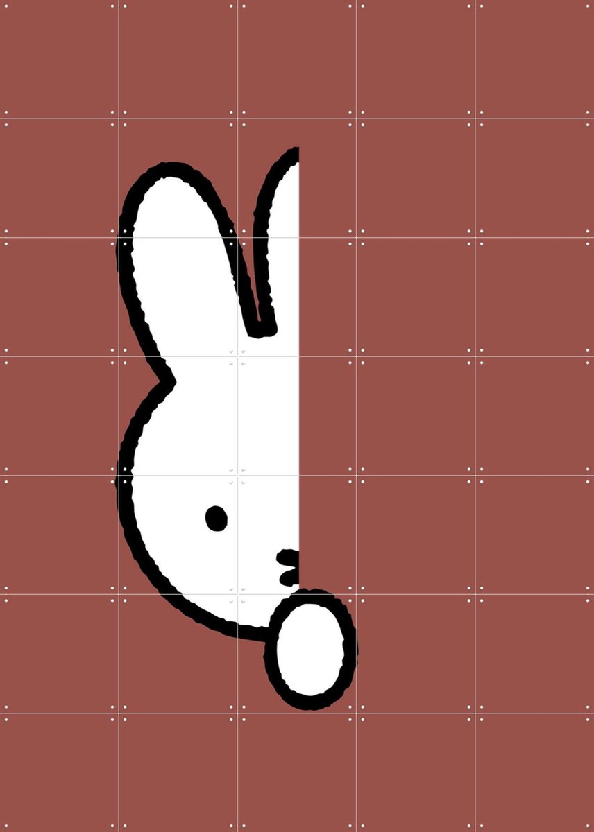 IXXI Nijntje Verstoppertje Steenkleur, Nijntje - 100 x 140 cm - Gratis ophangtool - Grote wanddecoratie en posters - Speels, Grafisch Ontwerp