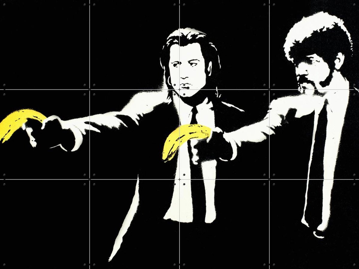 IXXI Pulp fiction, Banksy - 80 x 60 cm - Gratis ophangtool - Grote wanddecoratie en posters - Pop art, Grafisch Ontwerp, Illustraties, Street art