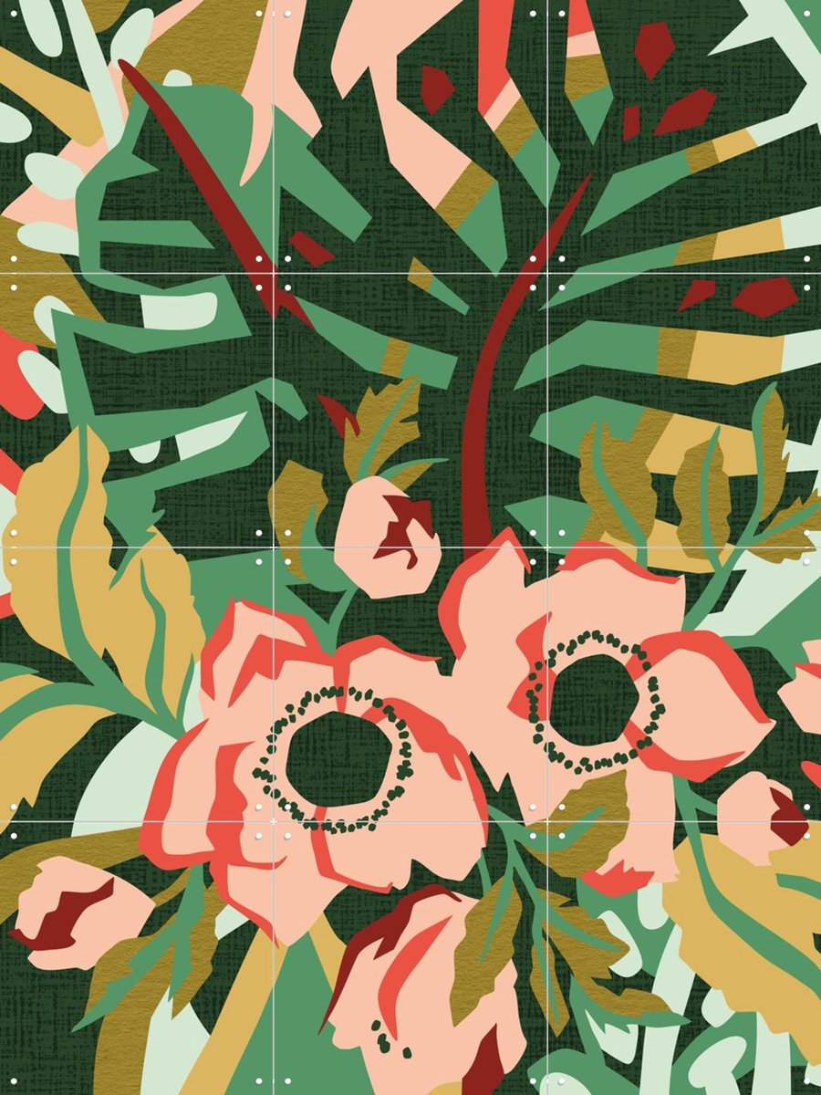 IXXI Anemone Bright, Megan Gallagher - 60 x 80 cm - Gratis ophangtool - Grote wanddecoratie en posters - Speels, Illustraties, Digitale Kunst