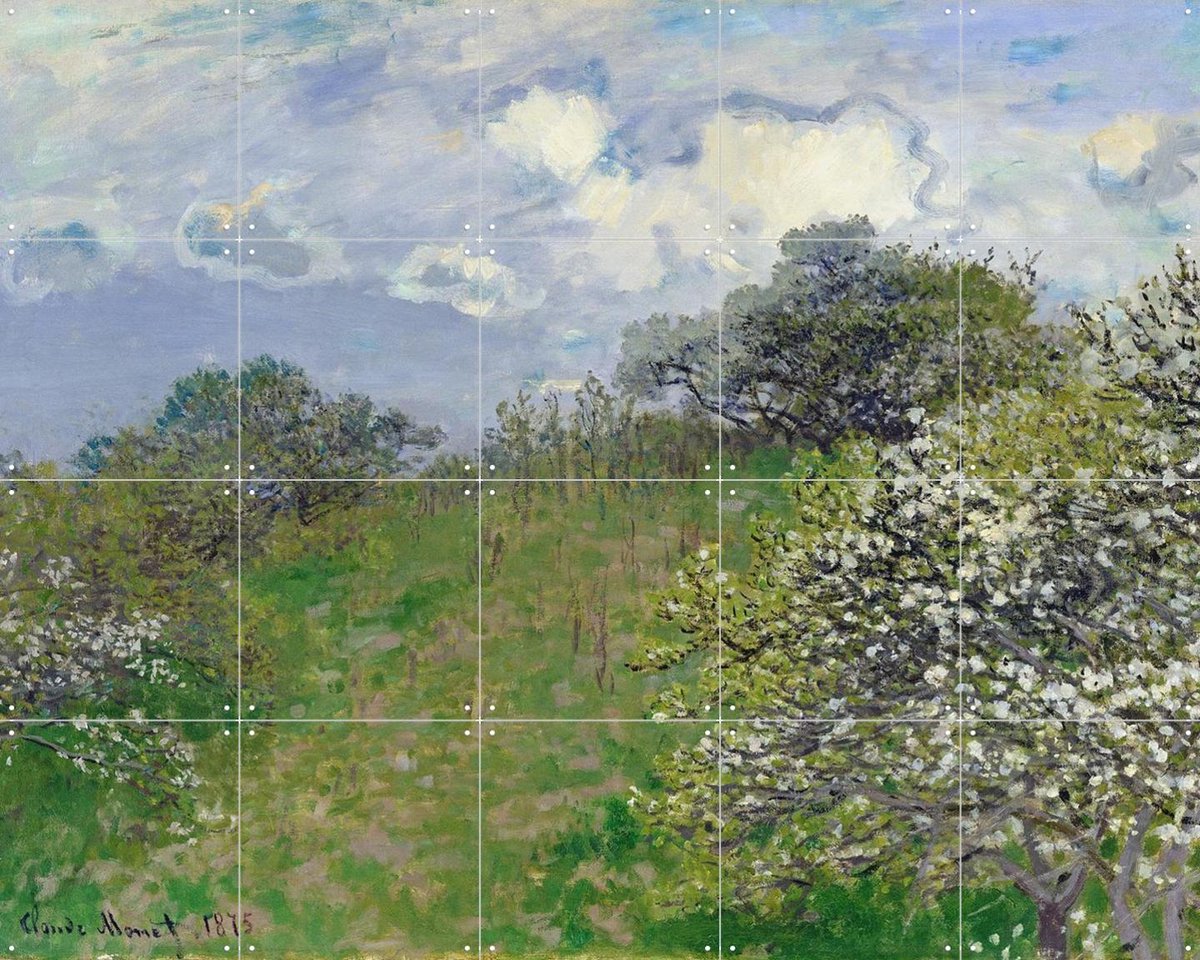 IXXI Spring 1875, Claude Monet & Bridgeman Images - 100 x 80 cm - Gratis ophangtool - Grote wanddecoratie en posters - Postimpressionisme, Klassiek