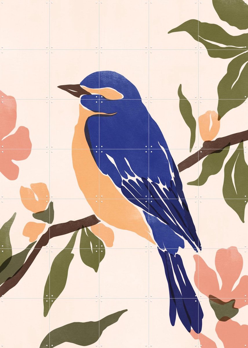 IXXI Blue Bird, Sacrée Frangine - 100 x 140 cm - Gratis ophangtool - Grote wanddecoratie en posters - Illustraties, Speels, Grafisch Ontwerp