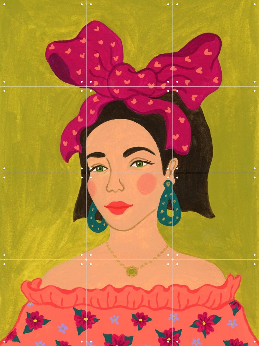 IXXI Pretty Big Bow, Kirsten Blom Art & Illustration - 60 x 80 cm - Gratis ophangtool - Grote wanddecoratie en posters - Pop art, Speels