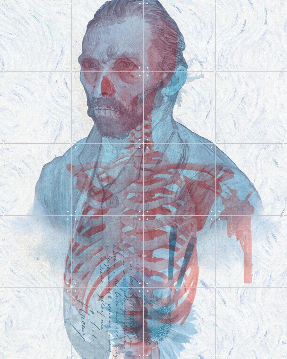 IXXI Skeleton Vincent, Bianca Lancee & Van Gogh 21st Century - 80 x 100 cm - Gratis ophangtool - Grote wanddecoratie en posters - Gemengde Technieken