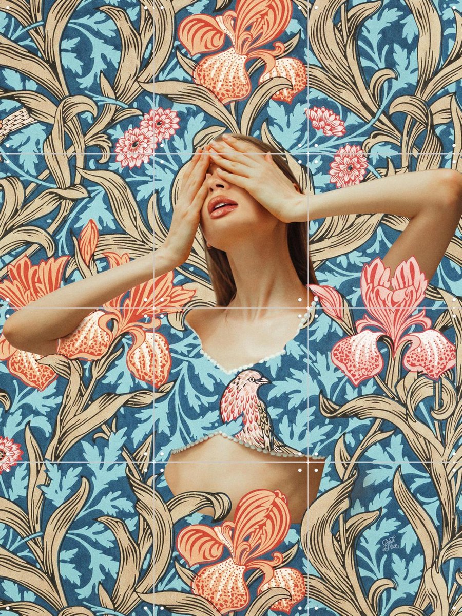 IXXI Hide and Seek, Paste in Place - 60 x 80 cm - Gratis ophangtool - Grote wanddecoratie en posters - Kleurrijk, Illustraties, Klassiek, Gemengde
