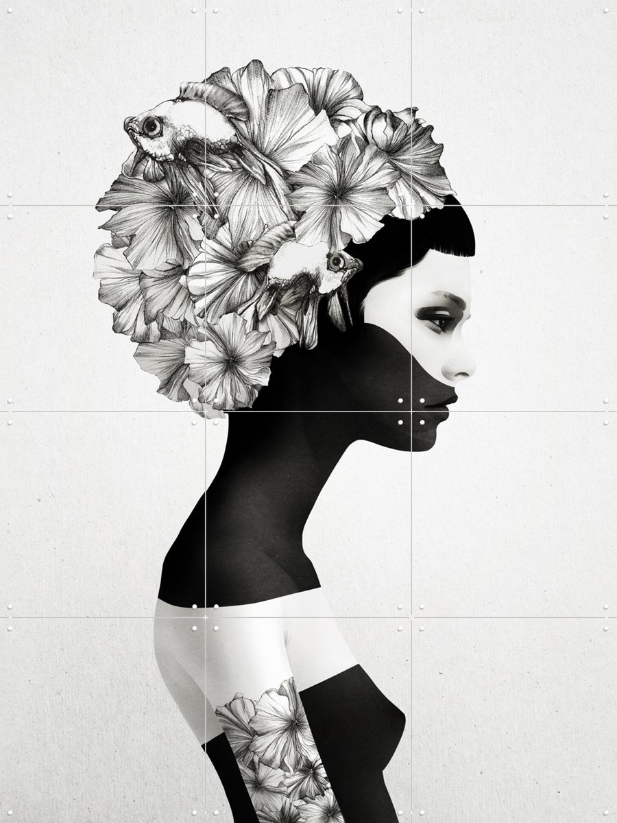 IXXI Marianna, Ruben Ireland - 60 x 80 cm - Gratis ophangtool - Grote wanddecoratie en posters - Illustraties, Line art, Slaapkamer, Woonkamer