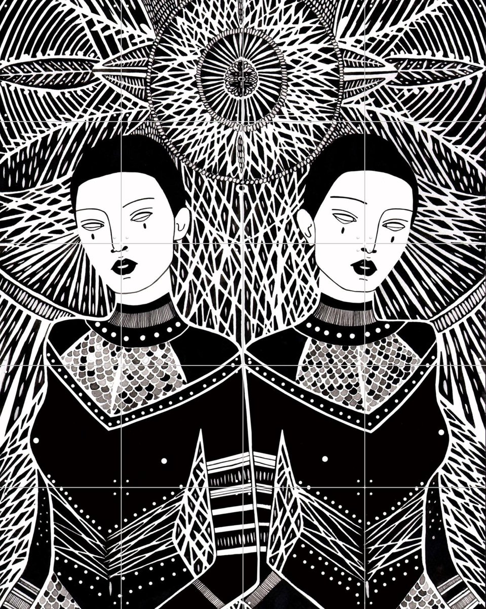 IXXI Double Intentions, Sasha Ignatiadou - 80 x 100 cm - Gratis ophangtool - Grote wanddecoratie en posters - Line art, Illustraties, Woonkamer