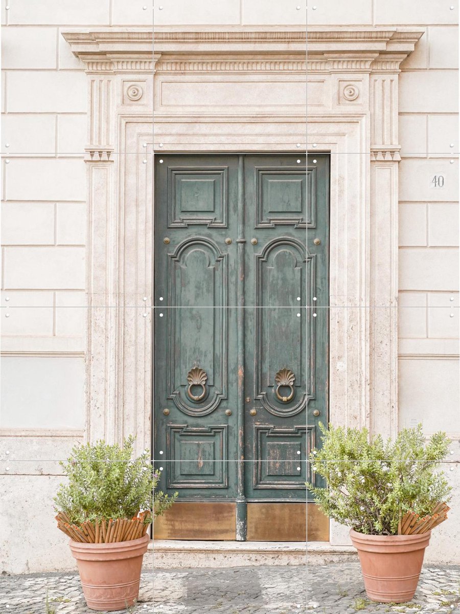 IXXI The Green Door in Rome, Henrike Schenk - 60 x 80 cm - Gratis ophangtool - Grote wanddecoratie en posters - Klassiek, Vintage, Fotografie, Gang