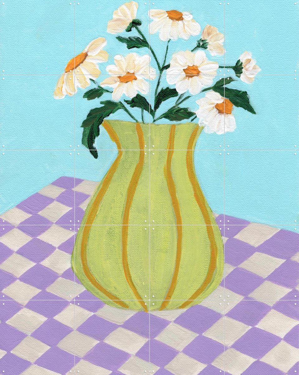 IXXI Retro Checkers, Nikita Jariwala & Various - 80 x 100 cm - Gratis ophangtool - Grote wanddecoratie en posters - Pop art, Speels, Olieverf