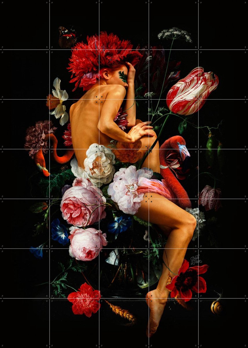 IXXI Flowers and Desires, Paste in Place & Rijksmuseum 2.0 - 100 x 140 cm - Gratis ophangtool - Grote wanddecoratie en posters - Fotografie