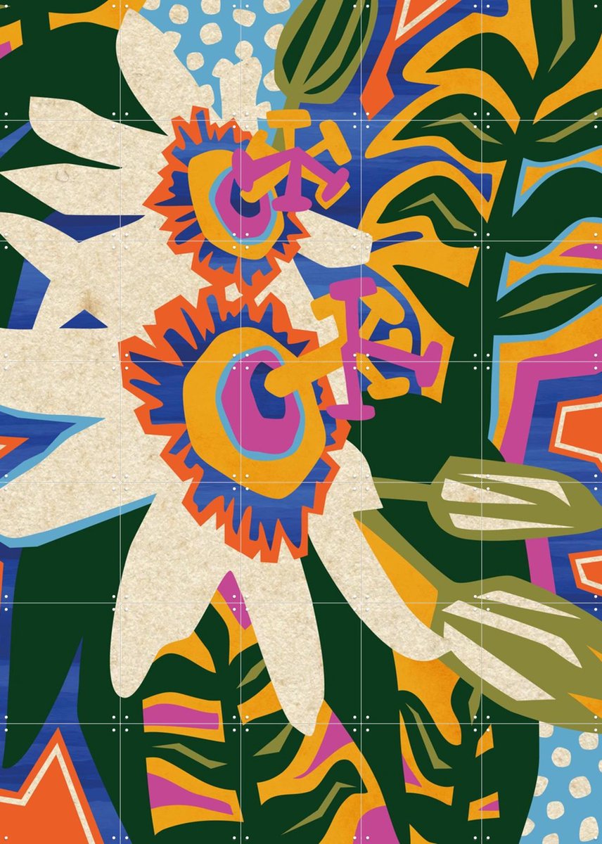 IXXI Passion Flower, Megan Gallagher - 100 x 140 cm - Gratis ophangtool - Grote wanddecoratie en posters - Digitale Kunst, Fantasierijk, Grafisch