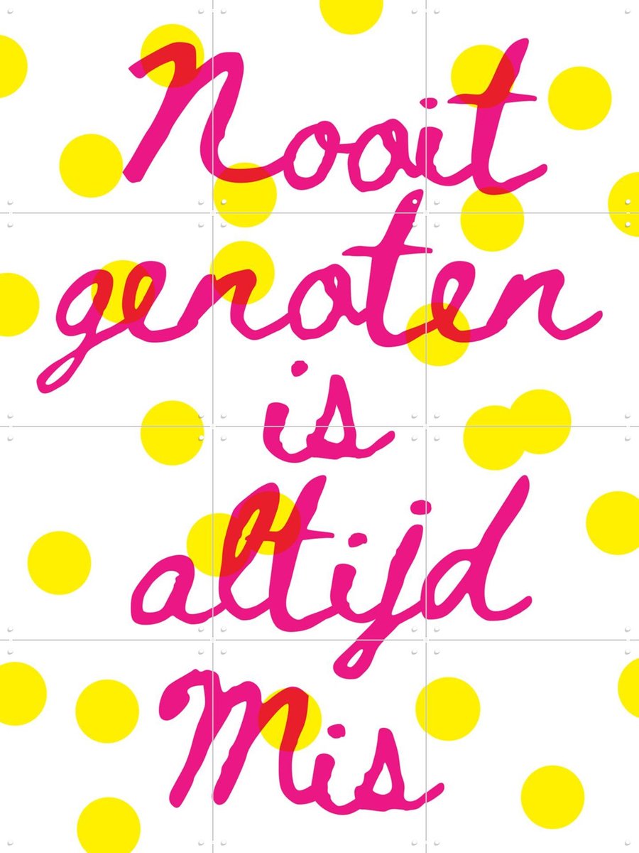 IXXI Nooit Genoten, Studio Turbo - 60 x 80 cm - Gratis ophangtool - Grote wanddecoratie en posters - Typografie, Illustraties, Speels, Grafisch