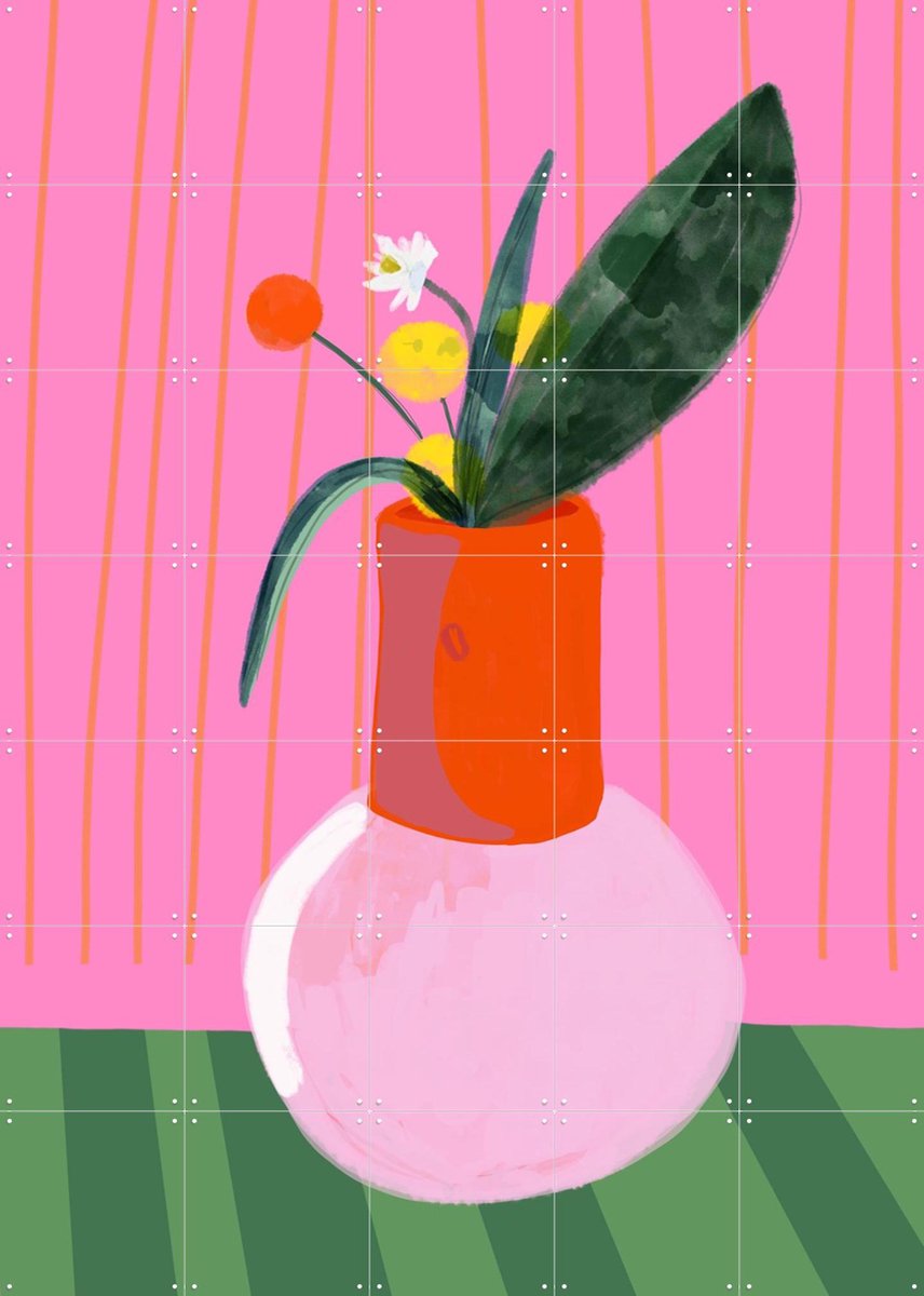 IXXI Mio Vaso pinky love, Hej.Ibiza - 100 x 140 cm - Gratis ophangtool - Grote wanddecoratie en posters - Speels, Illustraties, Kleurrijk, Digitale