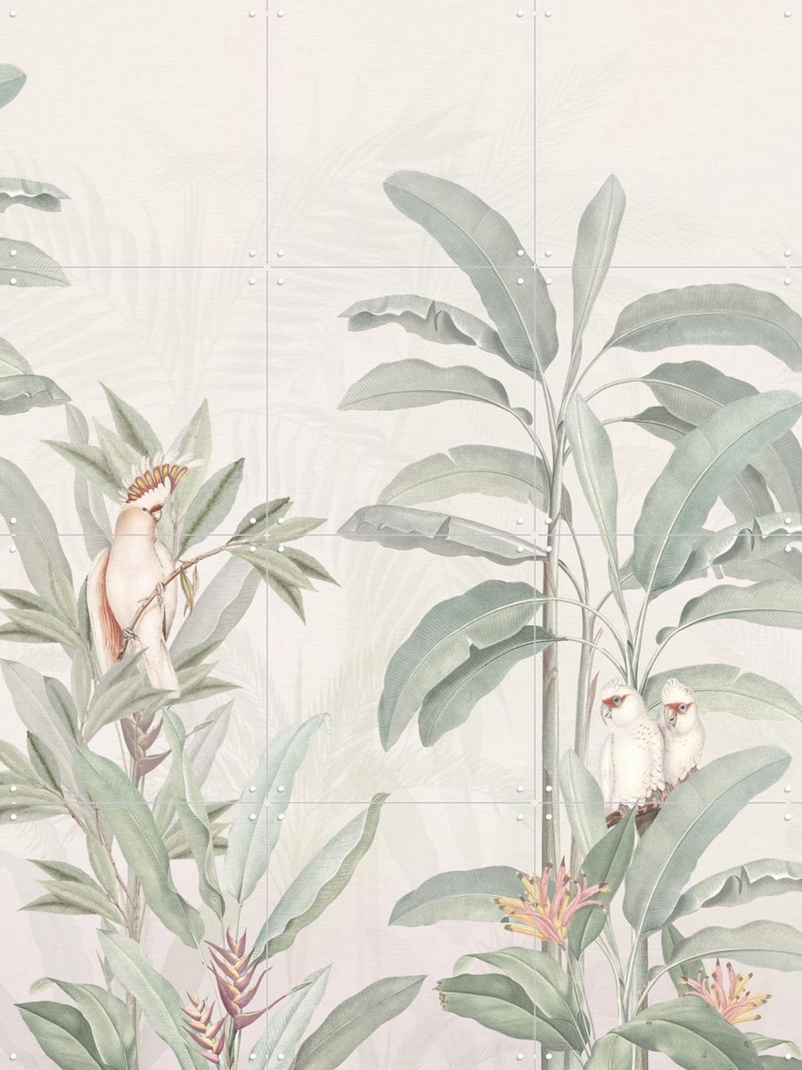 IXXI Vintage Jungle, Bloomery Decor - 60 x 80 cm - Gratis ophangtool - Grote wanddecoratie en posters - Naturalisme, Illustraties, Aquarel, Vintage
