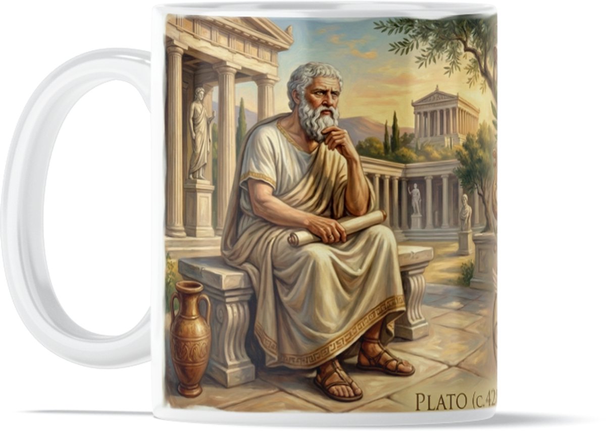 Design Mok "Plato" - Quote: "Door de aanraking met de liefde wordt iedereen een dichter" - Filosofische Uitspraak - Romantisch Valentijnscadeau voor Filosofie & Poëzie Liefhebbers - Duurzaam Symbool van uw Genegenheid & Kracht van de Liefde Cadeau