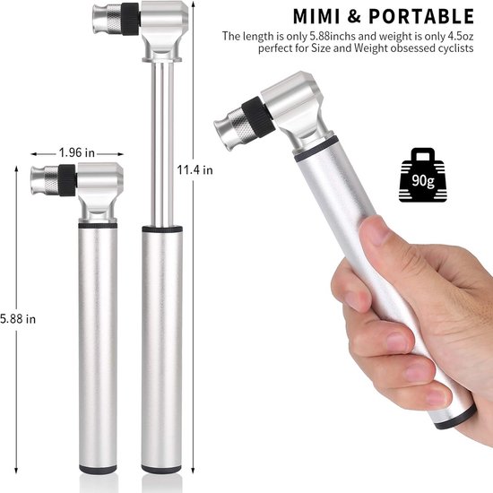Mini Hand Bike Pomp 300PSI Draagbare Fietsbandenpomp voor Presta en Schrader Ventielen — afbeelding 5
