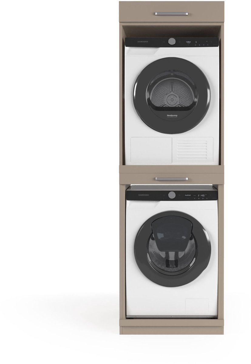 Wasophoogte® Wasmachine Kast Berlin - Wasmachine verhoger - Wasmachine ombouw - 700(D)*665(B)*2110(H) mm - Taupe