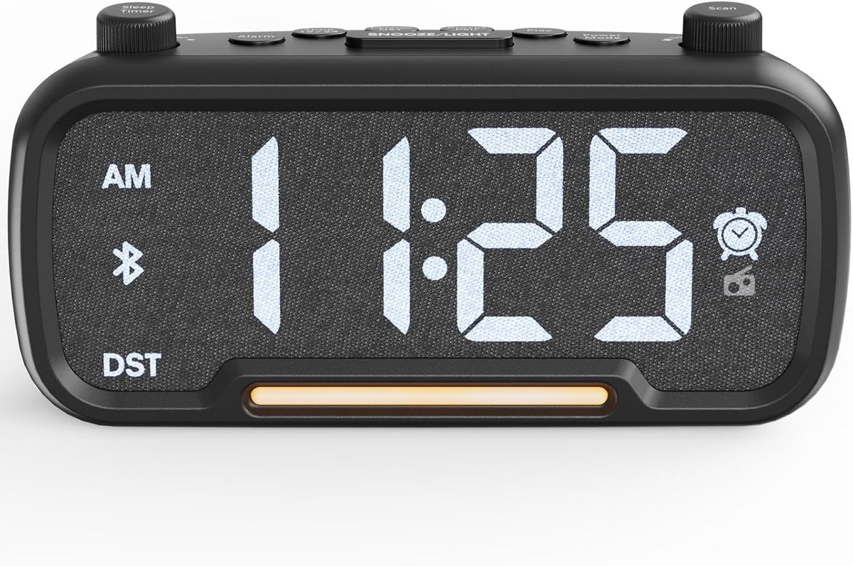 Digitale Wekkerradio met Bluetooth, Licht en Dimbare Alarmfunctie voor Slaapkamer