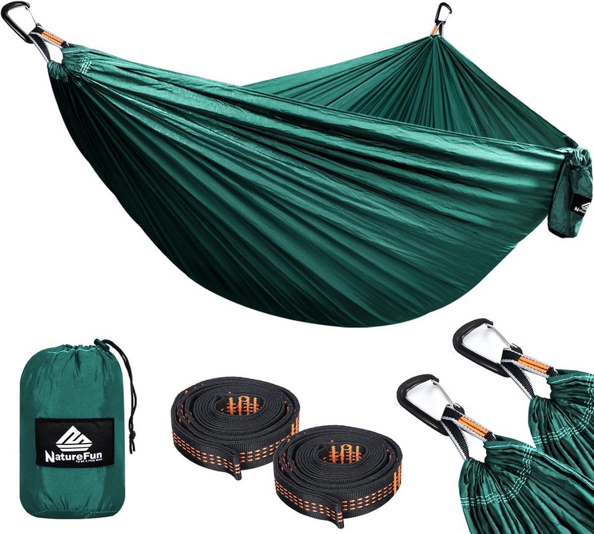 Ultralichte hangmat voor kamperen en reizen - Ademend nylon, Draagvermogen 300 kg, Inbegrepen Riemen en Karabijnhaken