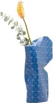 Tiny Miracles - Duurzame Design Vaas - Paper Vase Cover - Grid Blue - Large