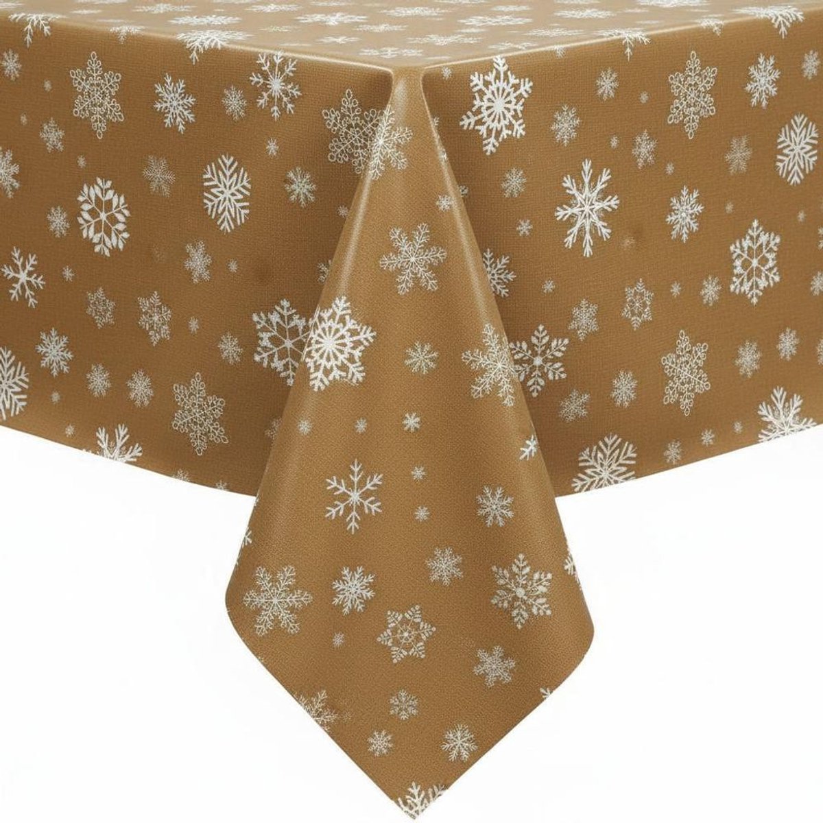 Protecttable - Kerst Tafelzeil Sneeuwvlok Goud 140x250cm - Tafelkleed Afwasbaar - Kunststof