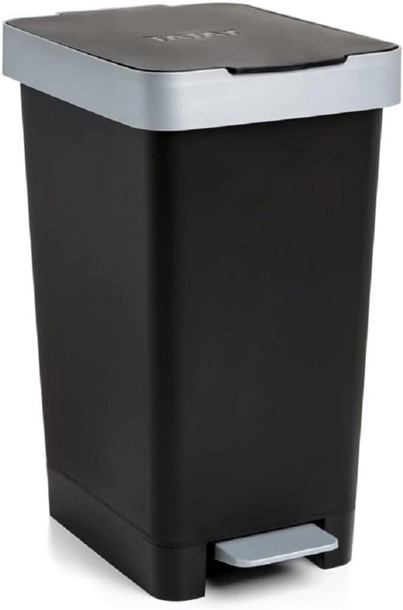 Smart Pedal Bin 25 L - Retractable Pedal, Polypropylene, BPA-Free, Black