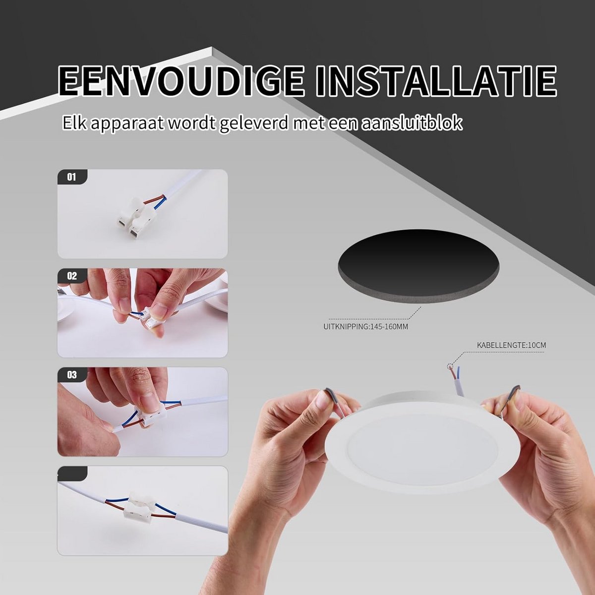 2x 16W LED Inbouwspots Dimbaar Set 3 Kleuren 3000K-4000K-6000K IP44 Badkamer Keuken