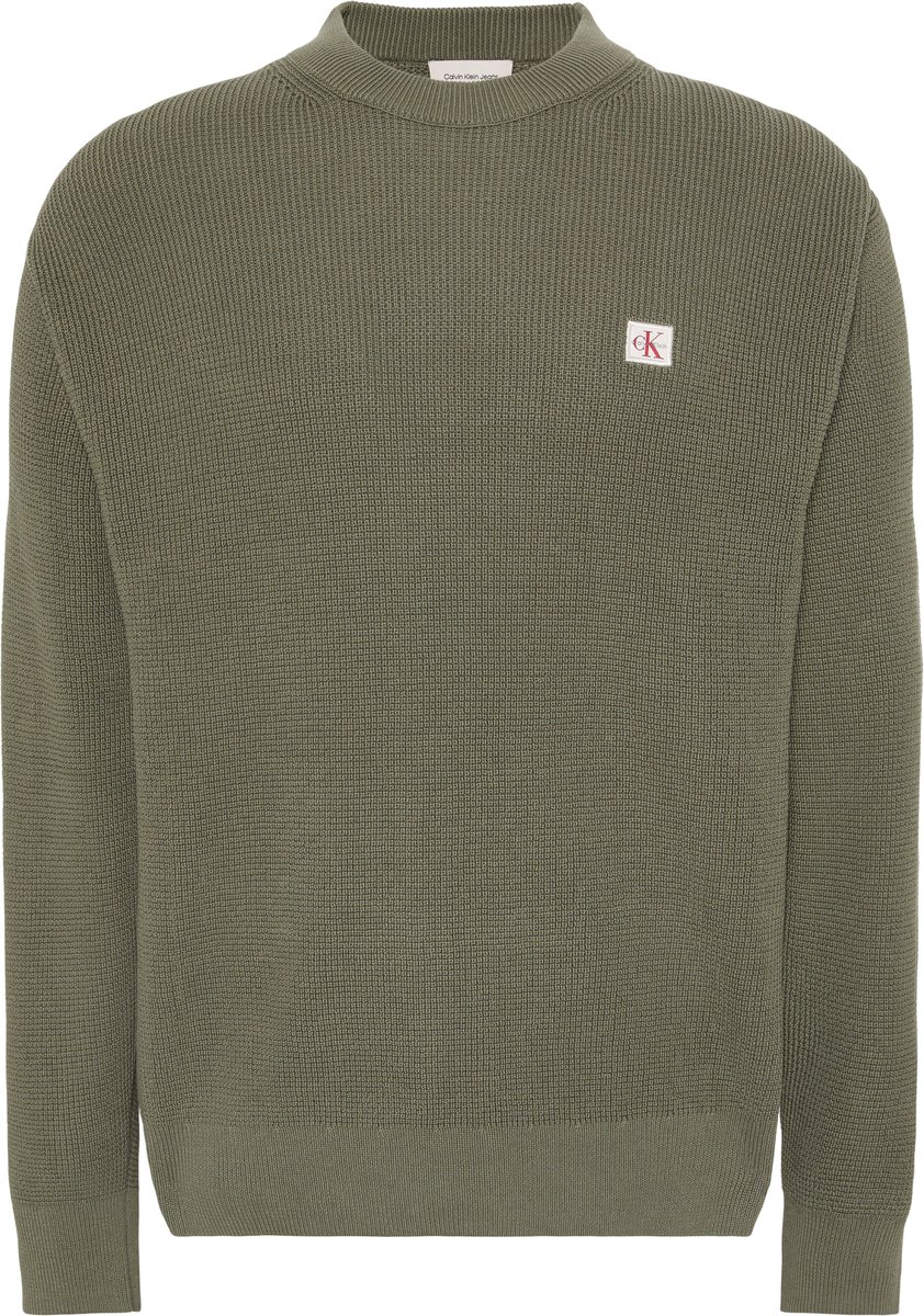 Calvin Klein Jeans Ls Ez Cotton Waffle Crwnk Swtr 9 Olijf