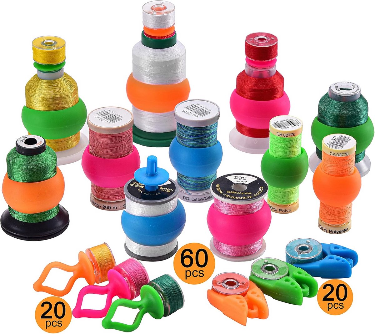 60 Garenspoelhouders met Onderdraad houders en Klemmen - Draadorganizers voor Naai- en Borduurmachines