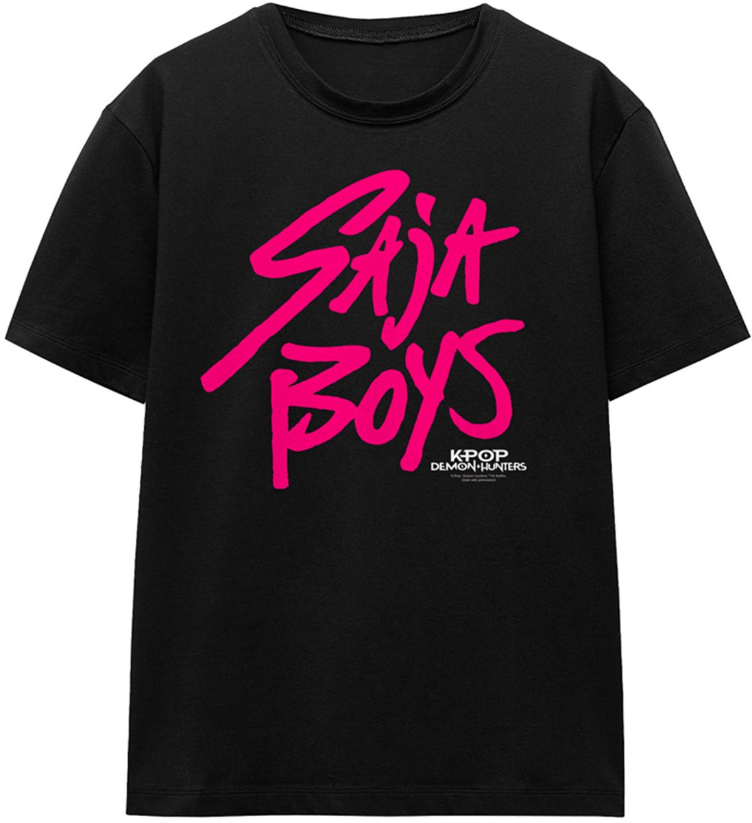 Kpop Demon Hunters Saja Boys Pink Logo Dames T-Shirt - Zwart - M