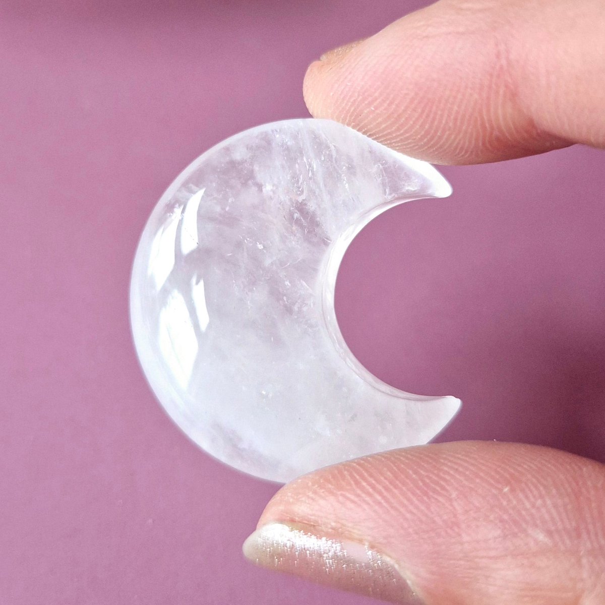 Edelsteen Maan 3cm Bergkristal – Handsteen worrystone zorgensteen Palmsteen spiritueel cadeau