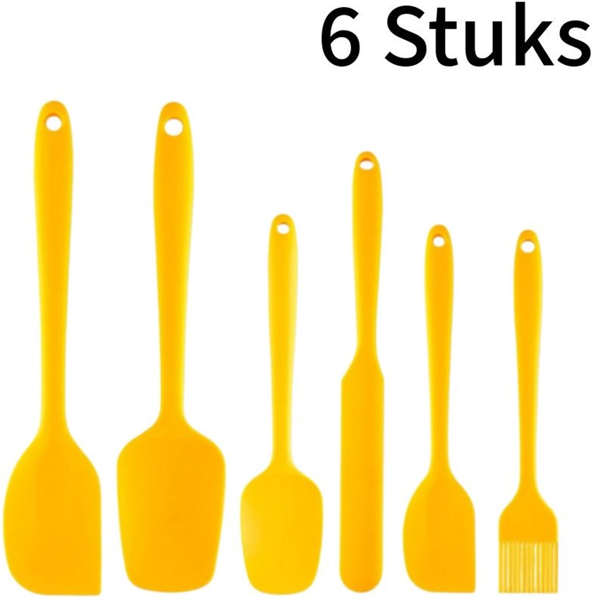 6-delige set - Bakgerei set - Siliconen spatels - Taartmes - Siliconen - Geel