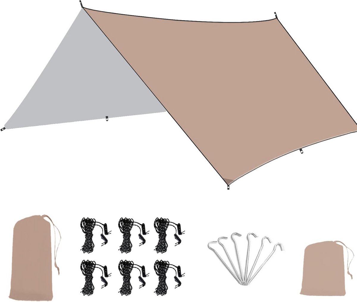 Waterdicht Tarp en Campingzeil 3x3m en 3x4m met UV-bescherming
