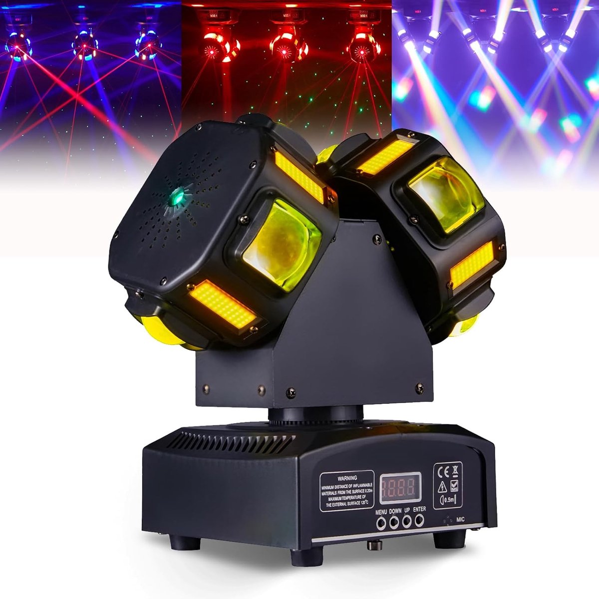 ANMI® LED Moving Head DJ Licht - 8x12W RGBW Beam & Stroboscoop Effecten - DMX 512 Sound Activated - 540° X-as & 360° Y-as Rotatie - Ideaal voor Feestjes, Concerten, Festivals en Shows